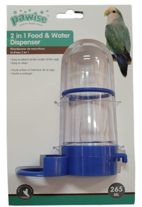 PAWISE 2in1 dispenser for water and food 265ml - assorted