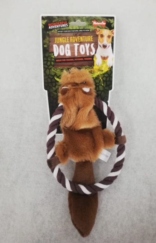 NATUREONE squirrel on rope ring dog toy