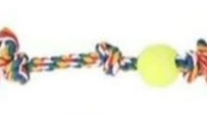 PAWISE Rope bone with 3 knots & tennis ball - 8"