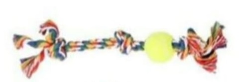 PAWISE Rope bone with 3 knots & tennis ball - 8"