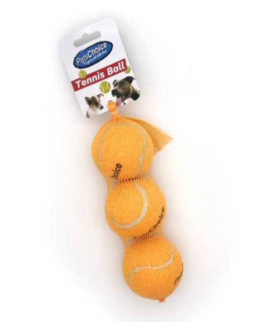 PETS CHOICE 3 pack tennis balls 63mm/6.3cm - assorted colours