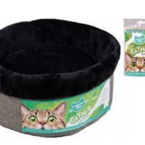 FELINE FLAIR interactive catnip round bed in grey and black